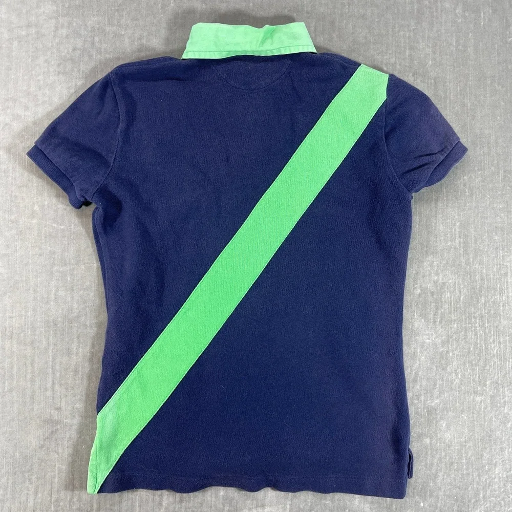 Ralph Lauren Kids Large The Skinny Navy Green Stripe‎ Polo Shirt